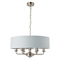 Townhouse - 6 Light Drum Chandelier - Duck Egg Linen & Brushed Chrome