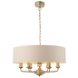 Townhouse - 6 Light Drum Chandelier - Blush Pink Linen & Champagne