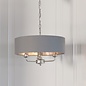 Townhouse - 3 Light Drum Chandelier - Charcoal Linen & Chrome