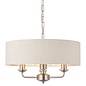 Townhouse - 3 Light Drum Chandelier - Natural Linen & Brushed Chrome