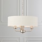 Townhouse - 3 Light Drum Chandelier - Natural Linen & Brushed Chrome