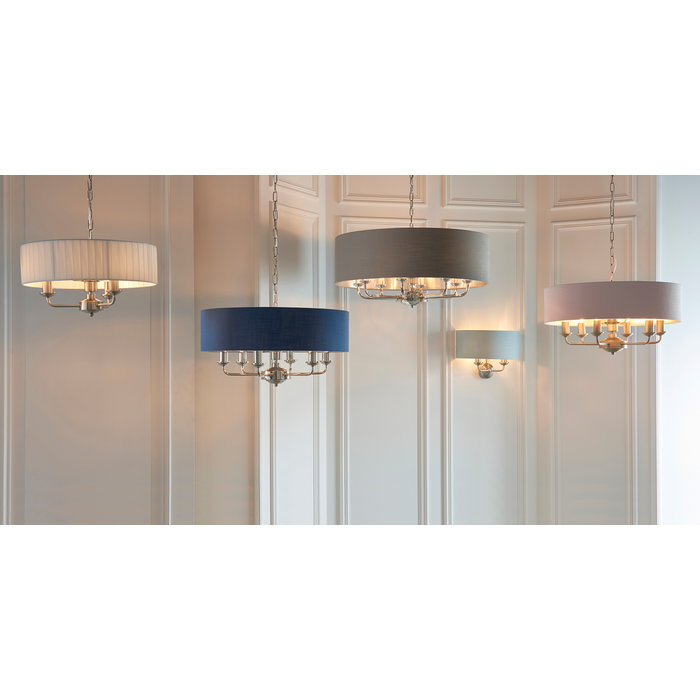 Townhouse - Twin Chandelier Wall Light - Natural Linen & Brushed Chrome