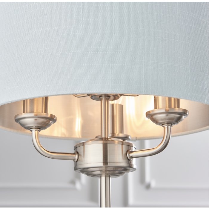 Townhouse - Chandelier Table Lamp - Duck Egg Linen & Brushed Chrome