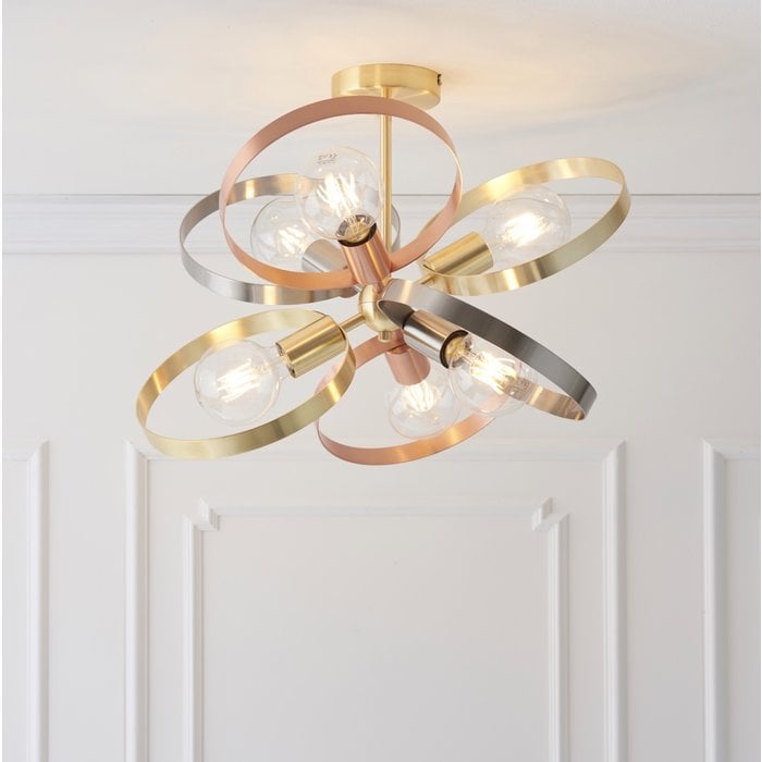 Hoop - Brushed Copper, Brass, Nickel Semi-Flush Feature Light