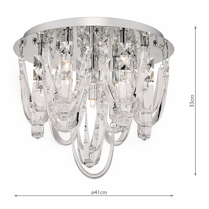 Rosanne - Crystal Curves Flush Ceiling Light