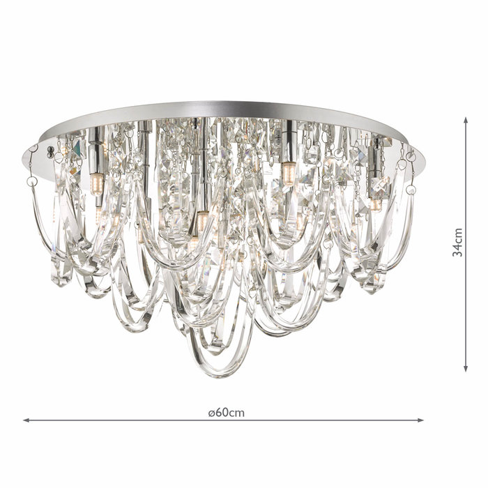 Rosanne - Crystal Curves Flush Ceiling Light - Large