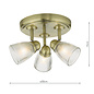 Ribbed Glass 3 Light Fitting - Antique Brass - IP44