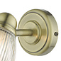 Ribbed Glass Wall Light - Antique Brass - IP44