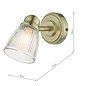 Ribbed Glass Wall Light - Antique Brass - IP44