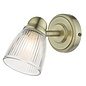 Ribbed Glass Wall Light - Antique Brass - IP44