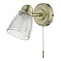 Ribbed Glass Wall Light - Antique Brass - IP44