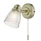 Ribbed Glass Wall Light - Antique Brass - IP44