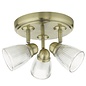 Ribbed Glass 3 Light Fitting - Antique Brass - IP44