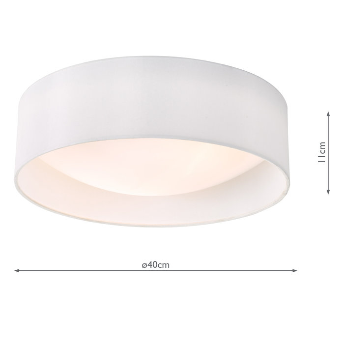 Nusa  - Flush Ivory Faux Silk Drum Ceiling Light