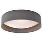 Nusa  - Flush Grey Faux Silk Drum Ceiling Light  - Large