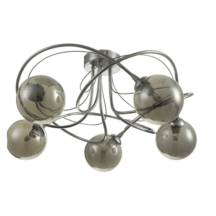 Ottawa -  5 Light Semi Flush Smoked Glass Fitting - Polished Chrome