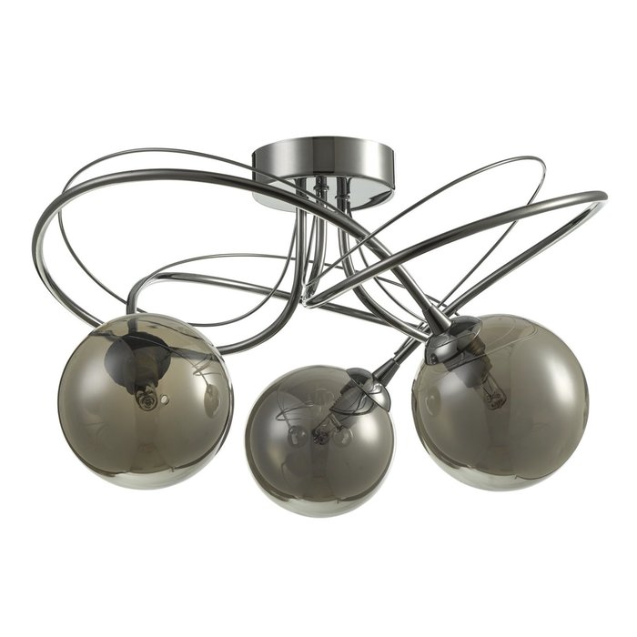 Ottawa -  3 Light Semi Flush Smoked Glass Fitting - Polished Chrome