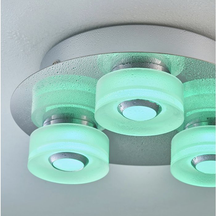 Olympia - 3 Light Modern Colour Changing  LED Bathroom Flush Ceiling Light