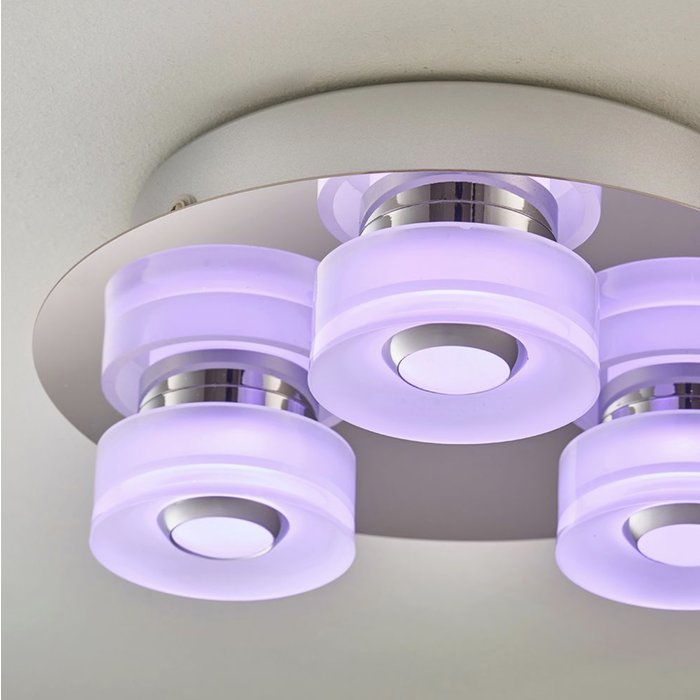 Olympia - 3 Light Modern Colour Changing  LED Bathroom Flush Ceiling Light