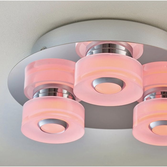 Olympia - 3 Light Modern Colour Changing  LED Bathroom Flush Ceiling Light