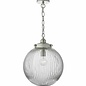 Zudo - Ribbed Glass Globe Ceiling Pendant - Satin Nickel