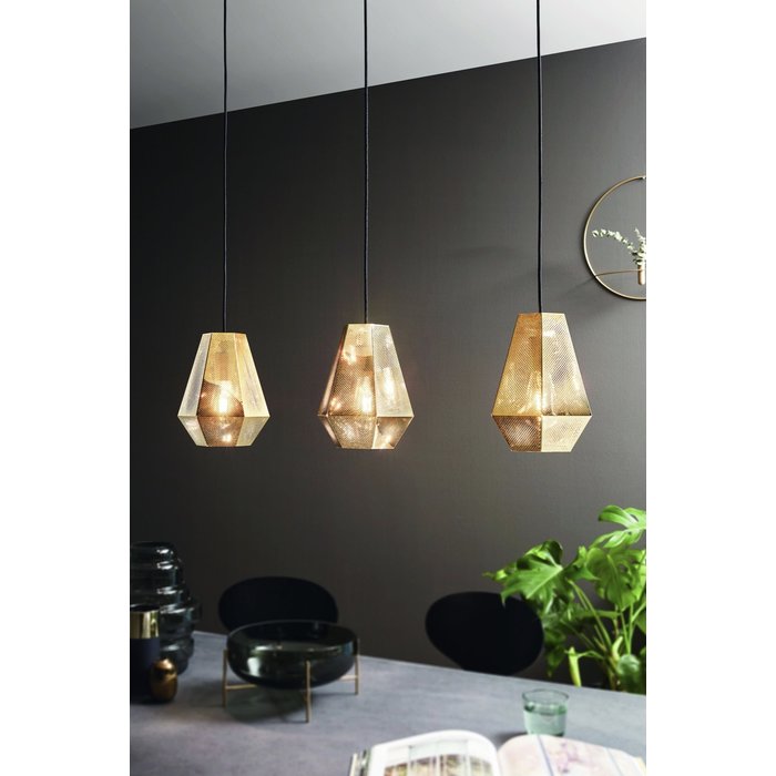 Sketch - Pierced Brass Designer Bar 3 Light Pendant