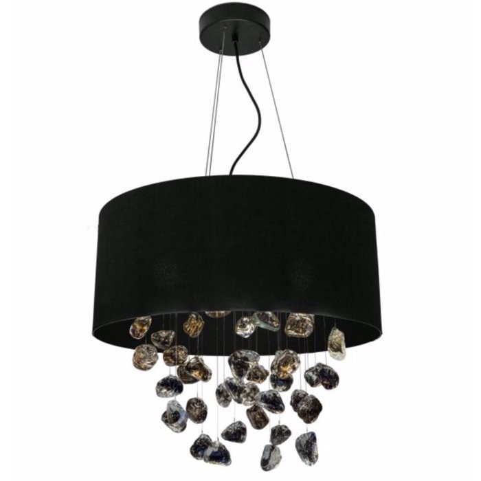 Meteorite  - Black Drum & Organic Glass Feature Ceiling Light