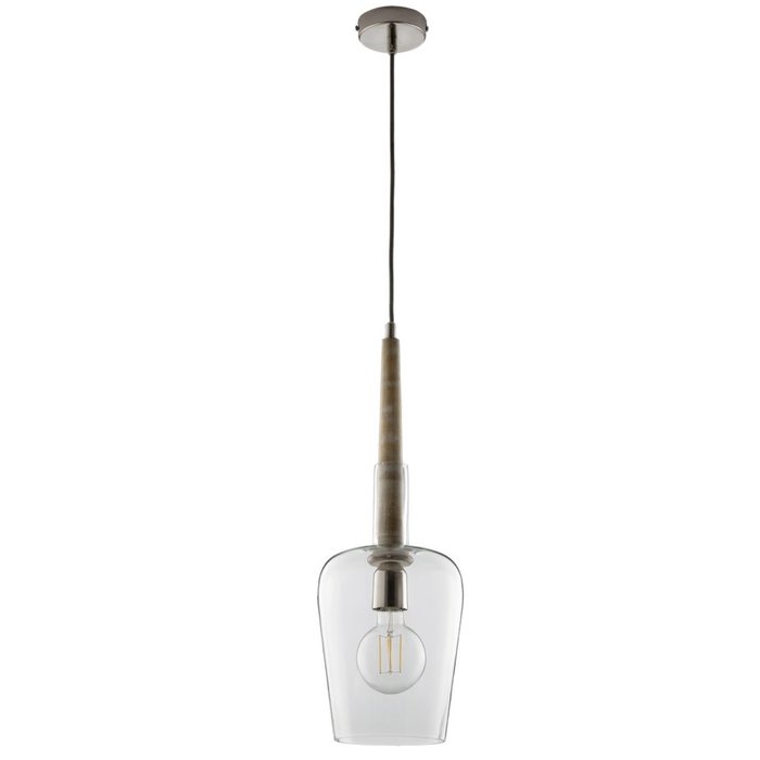 Bell - Glass Pendant Light with Whitewash Wood