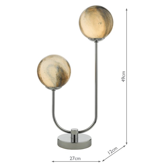 Marble - Planet Art Glass Table Lamp - Polished Chrome