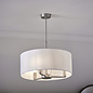 Thomas  - 3 Light Modern Hotel Style Drum Light - White Faux Silk & Matt Nickel