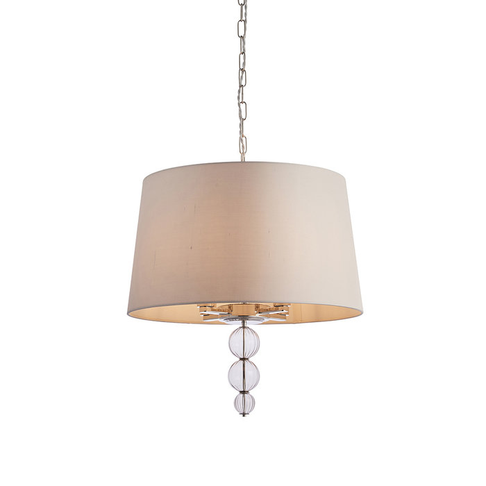 Daphne  - Boutique Hotel Style Drum Ceiling Light - Biege & Polished Nickel