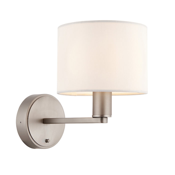 Thomas - Modern Hotel Style Wall Light - Matt Nickel & Faux White Silk