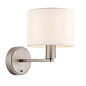 Thomas - Modern Hotel Style Wall Light - Matt Nickel & Faux White Silk