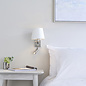 Pen - Hotel Wall Light with LED Reading Light - Bright Nickel & Faux White Silk