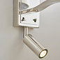 Pen - Hotel Wall Light with LED Reading Light - Bright Nickel & Faux White Silk