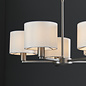 Thomas  - 5 Light Modern Hotel Chandelier - White Faux Silk & Matt Nickel