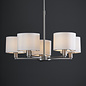 Thomas  - 5 Light Modern Hotel Chandelier - White Faux Silk & Matt Nickel