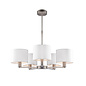 Thomas  - 5 Light Modern Hotel Chandelier - White Faux Silk & Matt Nickel