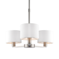Thomas  - 3 Light Modern Hotel Style Chandelier - White Faux Silk & Matt Nickel