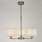 Thomas  - 3 Light Modern Hotel Style Chandelier - White Faux Silk & Matt Nickel