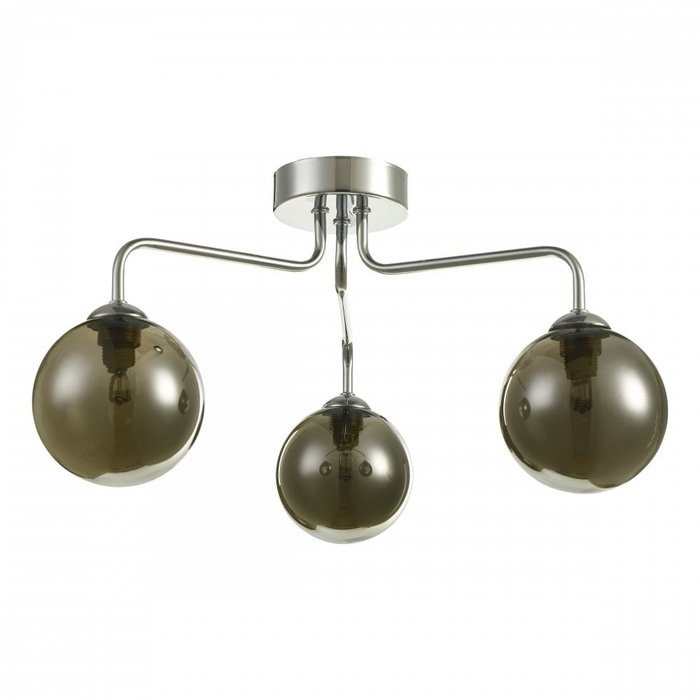 Freya - 3 Light Smoked Glass Ceiling Light - Polished Chrome