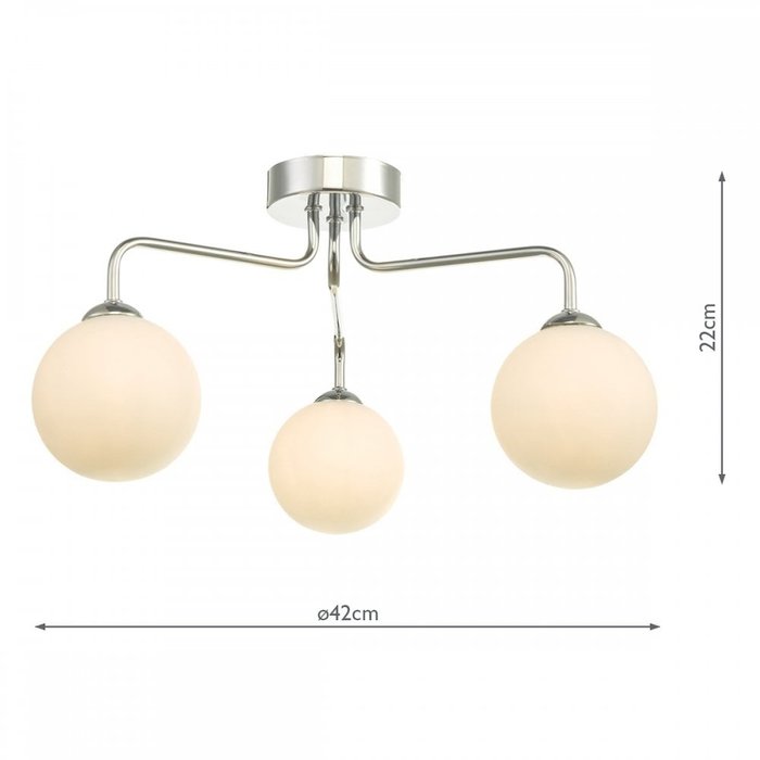 Freya - 3 Light Opal Glass Ceiling Light - Polished Chrome