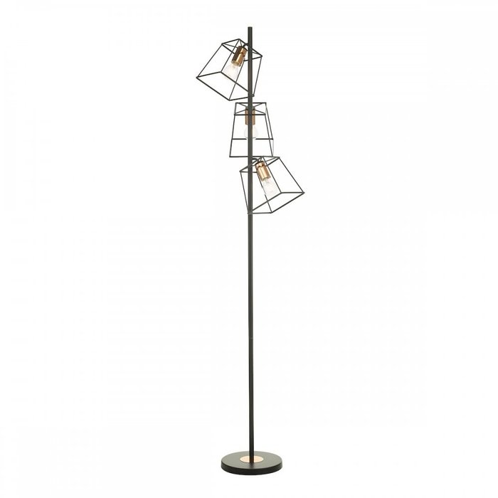 Cara - Black Cage & Copper Industrial Floor Lamp