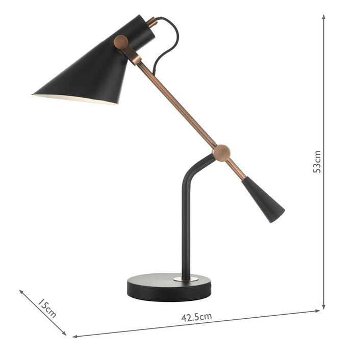 Jorge - Home Office Studio Reading Lamp - Black & Antique Copper