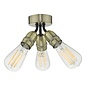 Mini - Small 3 Light Industrial Ceiling Light - Black & Brass