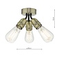 Mini - Small 3 Light Industrial Ceiling Light - Black & Brass