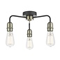 Rod - 3 Light Low Ceiling Industrial Ceiling Light - Black & Brass