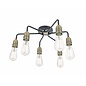 Rod - 6 Light Low Ceiling Industrial Ceiling Light - Black & Brass