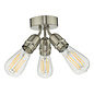 Mini - Small 3 Light Industrial Ceiling Light - Satin Chrome