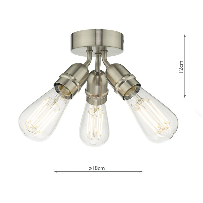 Mini - Small 3 Light Industrial Ceiling Light - Satin Chrome